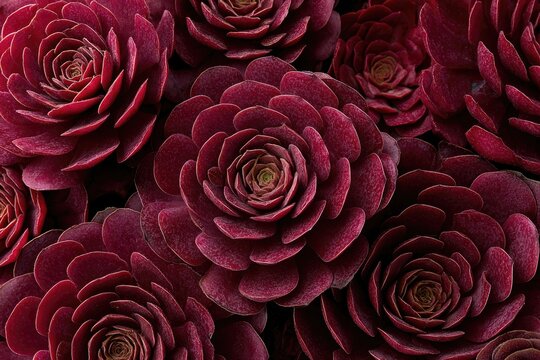Close-up of deep maroon succulents - Powered by Adobe