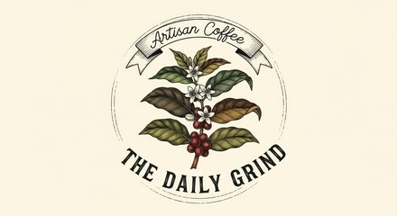 Detailed Vintage Illustration of Coffee Plant for The Daily Grind