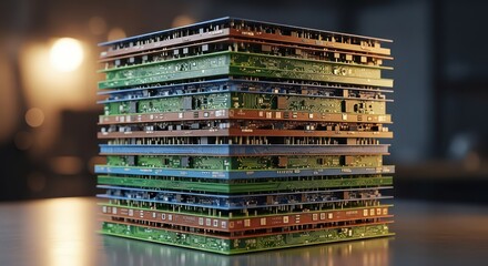 Stacked Circuit Boards Forming a Tower-like Structure