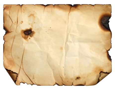 Burnt, aged parchment paper