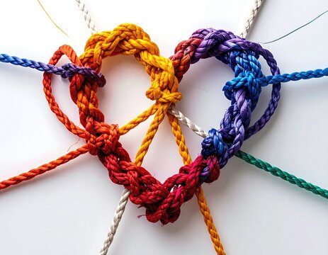 Colorful ropes intertwined to form a heart shape (3)