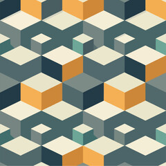 Naklejka premium Seamless Minimal Isometric Cubes Pattern Vector