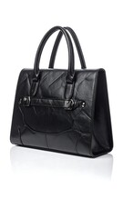 Naklejka premium Black leather tote bag with a structured design