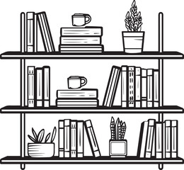 Bookshelf furniture icon clean simple linear