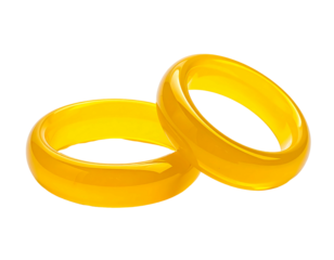 Two overlapping, glossy, golden rings