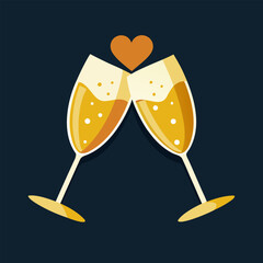 two glasses of champagne and gift