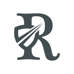 Shield Logo combine with letter R vector template
