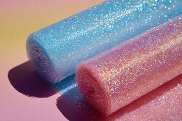 Rolled fabric in pastel colors