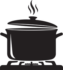 Cooking Pot on Stove  Steaming Pot Vector Kitchen Clipart