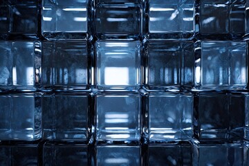 Abstract pattern of dark blue glass cubes