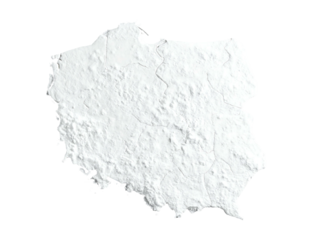 Outlined map of Poland, textured white