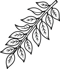 Vector branch with leaves organic decorative element silhouette design