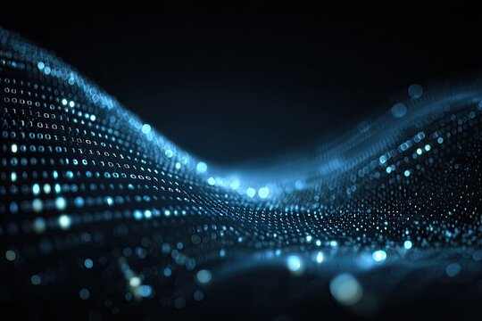 Abstract digital wave of glowing points