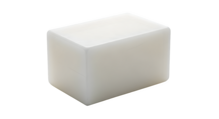 Closeup of a white paraffin block isolated on transparent background, a common material used in histology for embedding tissue samples for analysis