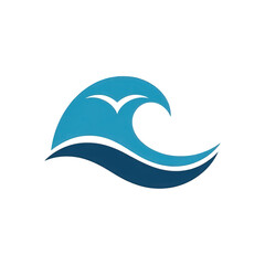 Stylized wave and bird logo on black backdrop on transparent background