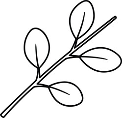 Vector eucalyptus branch with leaves line art botanical silhouette design