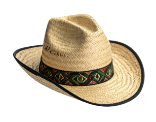 Straw cowboy hat with decorative band