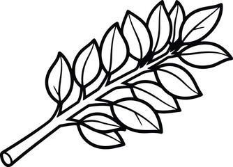 Vector laurel branch with leaves decorative silhouette design