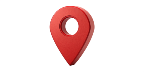 Glossy Red 3D Map Location Pin Icon with Hollow Center on Transparent Background
High-Resolution 3D Render of Modern Red Map Marker Icon with Realistic Reflections