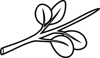 Vector Leaf branch with small round leaves and stem silhouette design
