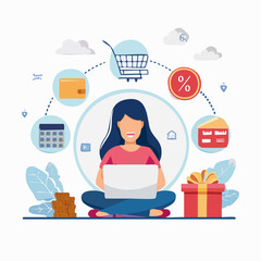 Online Shopping Vector Illustration