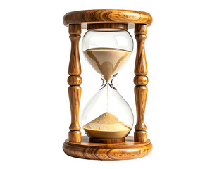 Wooden hourglass, sand flowing (2)