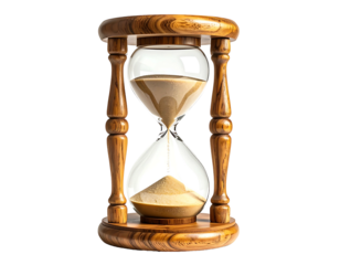 Wooden hourglass, sand flowing (2)