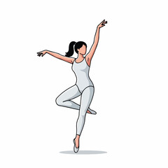 Obraz premium Illustration of a graceful ballerina in a white leotard, performing a ballet pose with elegance.