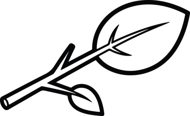 Vector leaves and stem in black and white silhouette design