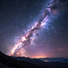A breathtaking view of the Milky Way galaxy stretching across the night sky with countless stars shining brightly
