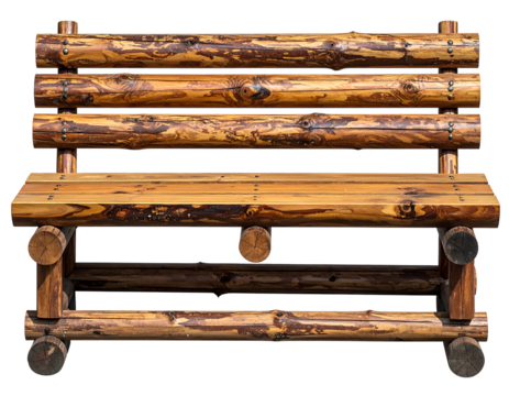 Rustic log bench, wooden, outdoor seating