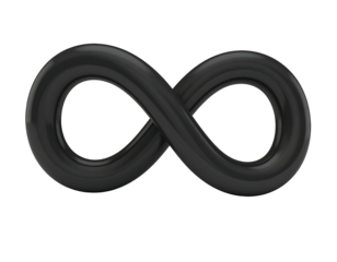 Dark infinity symbol, 3D rendered