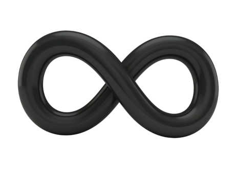 Dark infinity symbol, 3D rendered