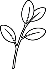 Vector Small plant branch with leaves silhouette design