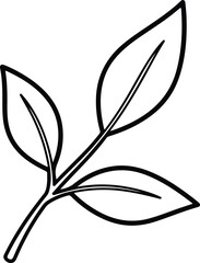 Vector three leaves on stem simple botanical silhouette design
