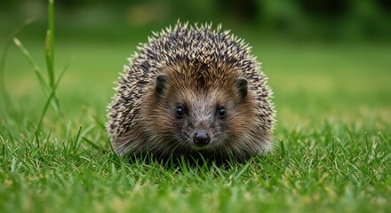 Fototapeta premium Hedgehog on grassy field