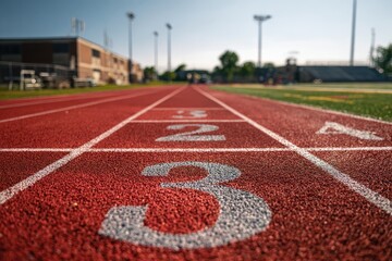 Close-up of running track starting line