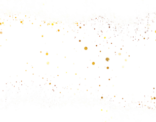Gold glitter confetti on white background