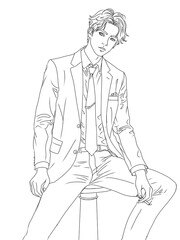 sketch of a man sitting and smoking