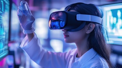 Scientist using VR in a lab
