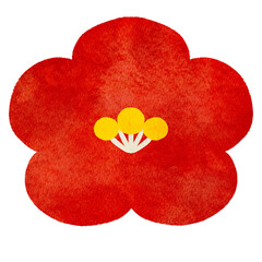 水彩風に描いた椿の花のイラスト