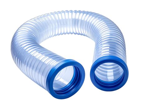 Clear flexible tubing with blue end caps