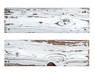 Two weathered wooden planks, painted white