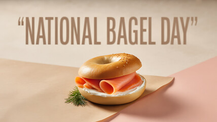 A bagel sandwich with lox and cream cheese on parchment paper, celebrating National Bagel Day