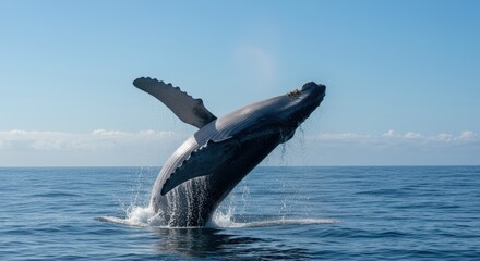 Humpback whale emerging from ocean