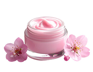 Pink cream jar with cherry blossoms