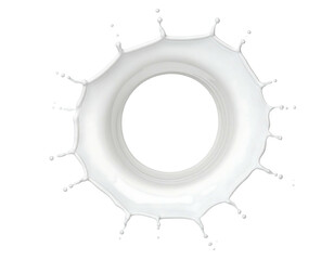 Circular milk splash, radiating outwards