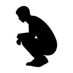 Silhouette of a man crouching