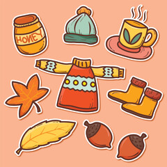 Winter sticker set element illustration