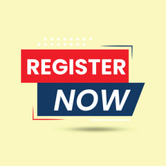Register now banner template with modern design for business isolated on white background